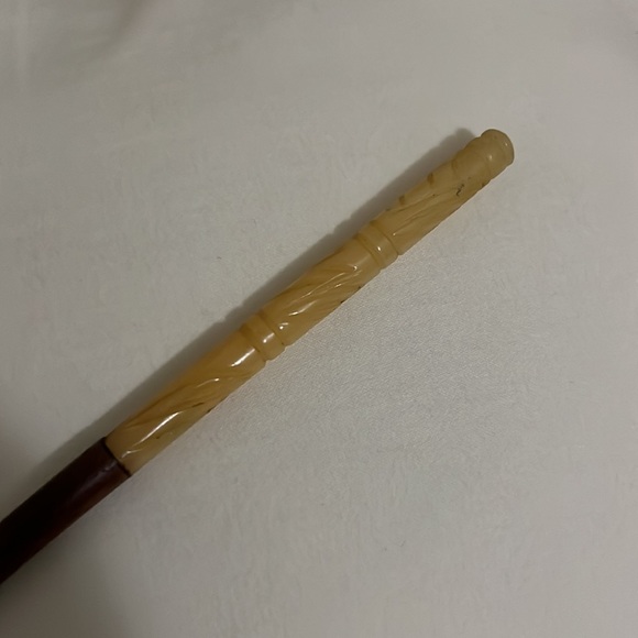 New! Carved bone and wood hair stick - Picture 3 of 3